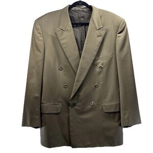 Corneliani Vintage Men's Wool Blazer Sz 44 R Double Breasted Brown Lined Pockets